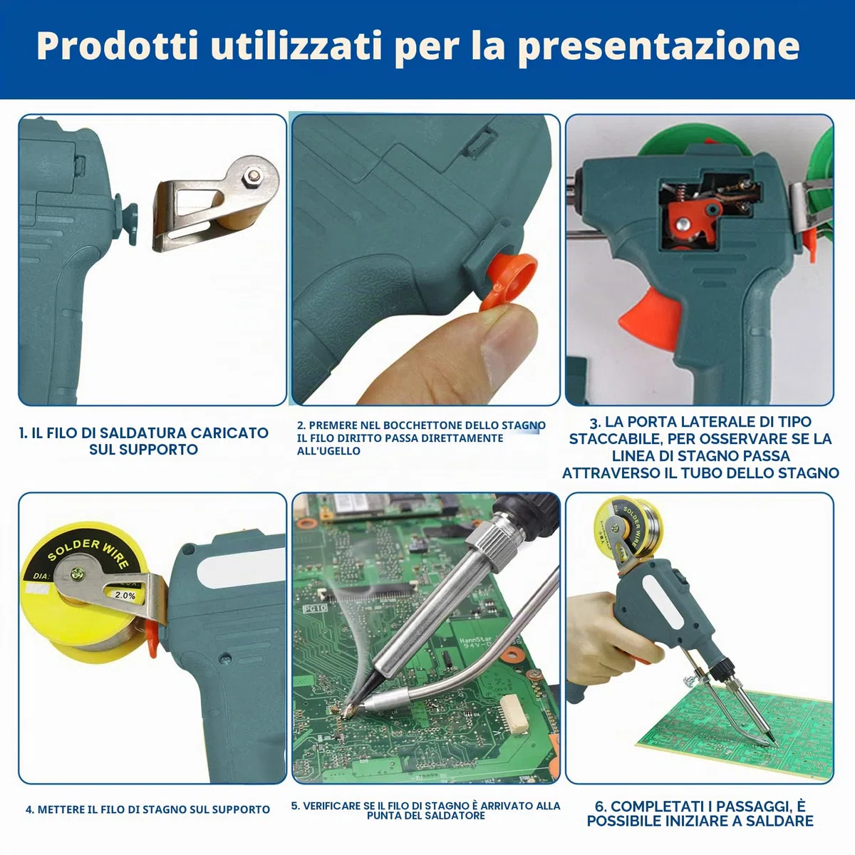 Kit pistola per saldatura elettronica da 60 W con 5 punte per saldatura, pompa dissaldante, pinzette, fili di saldatura, supporto e cacciavite Phillips per elettronica, riparazione, fai da te (Verde)