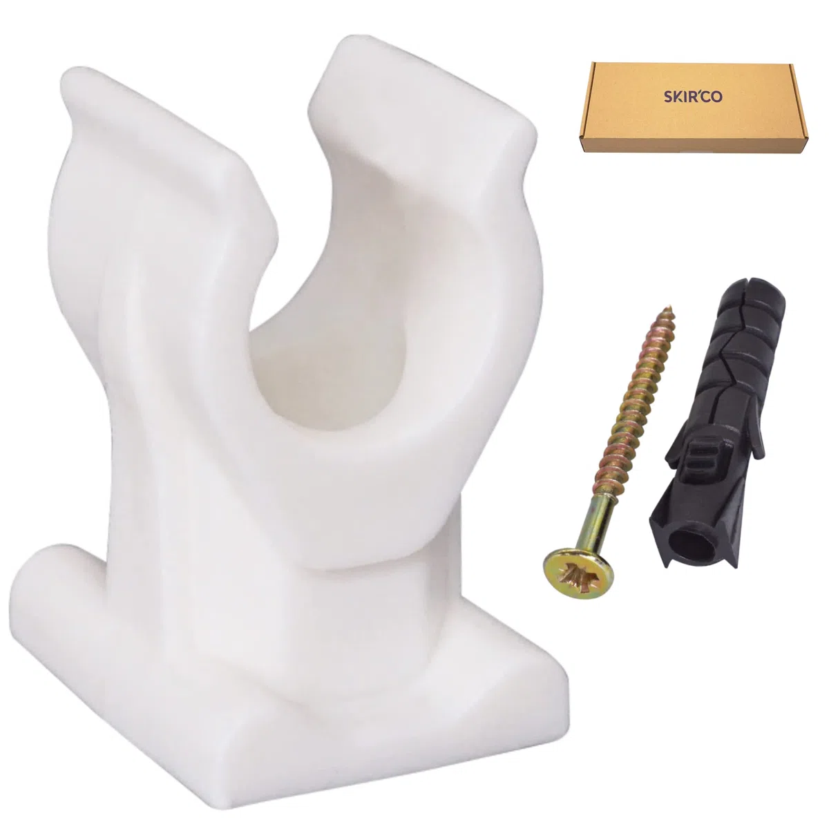 SKIR'CO Clip per Tubi, Morsetti in Plastica da 10 mm, Tipo U, Ganci e Clip Bianche - 50 Pezzi