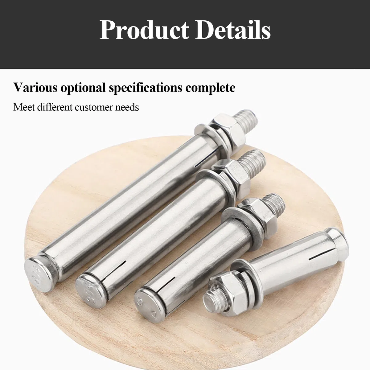2 dadi esagonali esterni in acciaio inox 304 Bullone a bussola di espansione, M16 tasselli di fissaggio pesanti da utilizzare nel calcestruzzo(M16 x 130 mm)