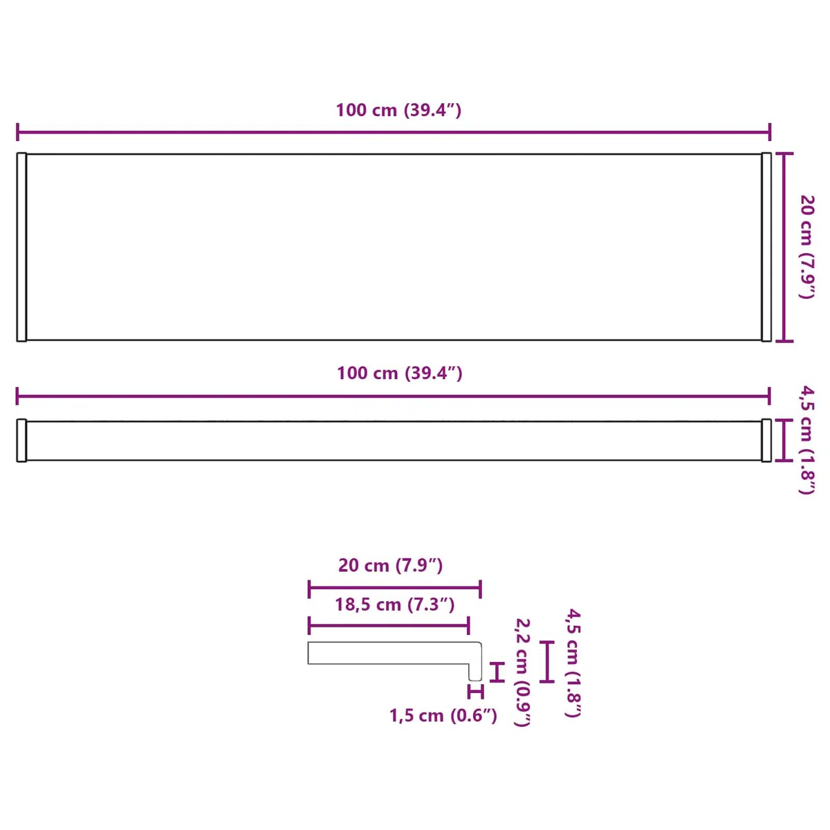 vidaXL Soglia della Finestra Bianco 100 x 20 x 4,5 cm PVC, Soglia Finestra Moderna, Facile da Pulire, Resistente ai UV, Accento Decorativo, Stile Funzionale, Spazio Espositivo