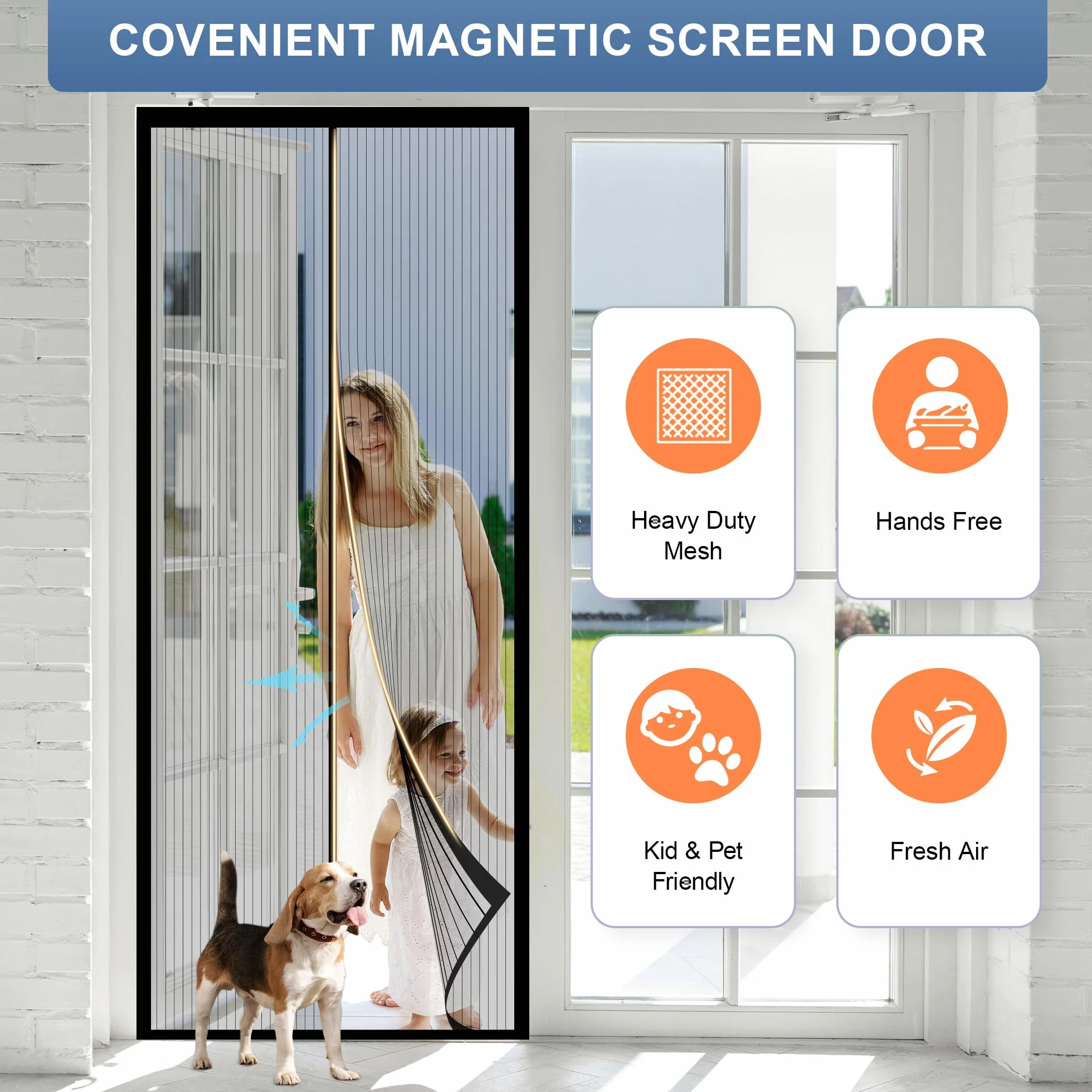 HOWIN Zanzariera Magnetica, Tenda Zanzariera Porta Finestra 140x240CM, Zanzariere Magnetiche Per Porte Finestre (Nero)