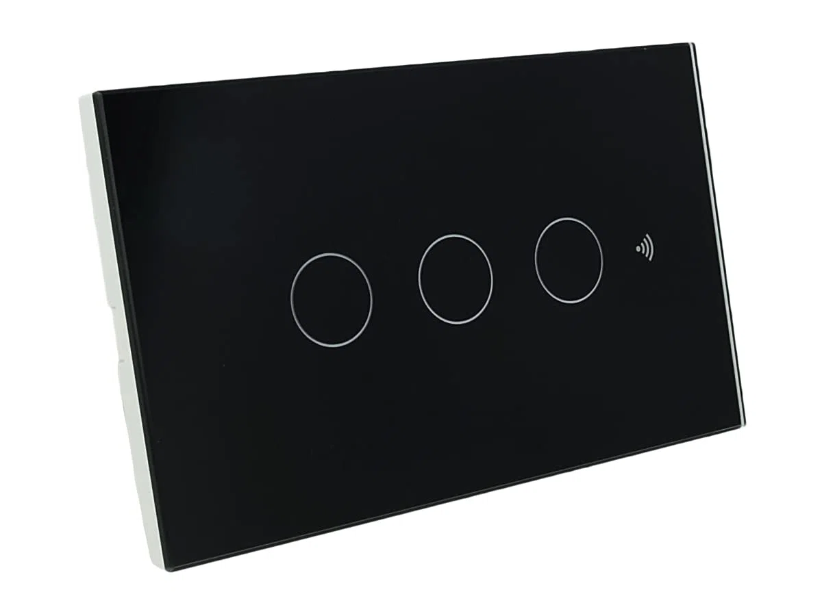 Interruttore Da Parete WiFi, 3 In 1 WiFi 2.4G + RF 433 Mhz + Tasto Touch, Compatibile Con Amazon Alexa e Google Home, Pannello Smart Intelligente Per Scatola 503 Italiana (Nero, 3 Tasti Touch)