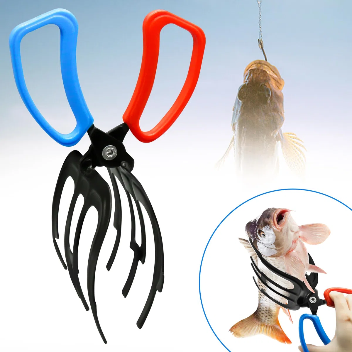 CANIPHA Metal Fishing Tool Pinza de Pesca, Pinza de Pesca, herramienta de captura de peces, pinzas de Metal para Pesca, 3 garras, pinzas de Pesca antideslizantes, Pinza de Control, pinzas para peces
