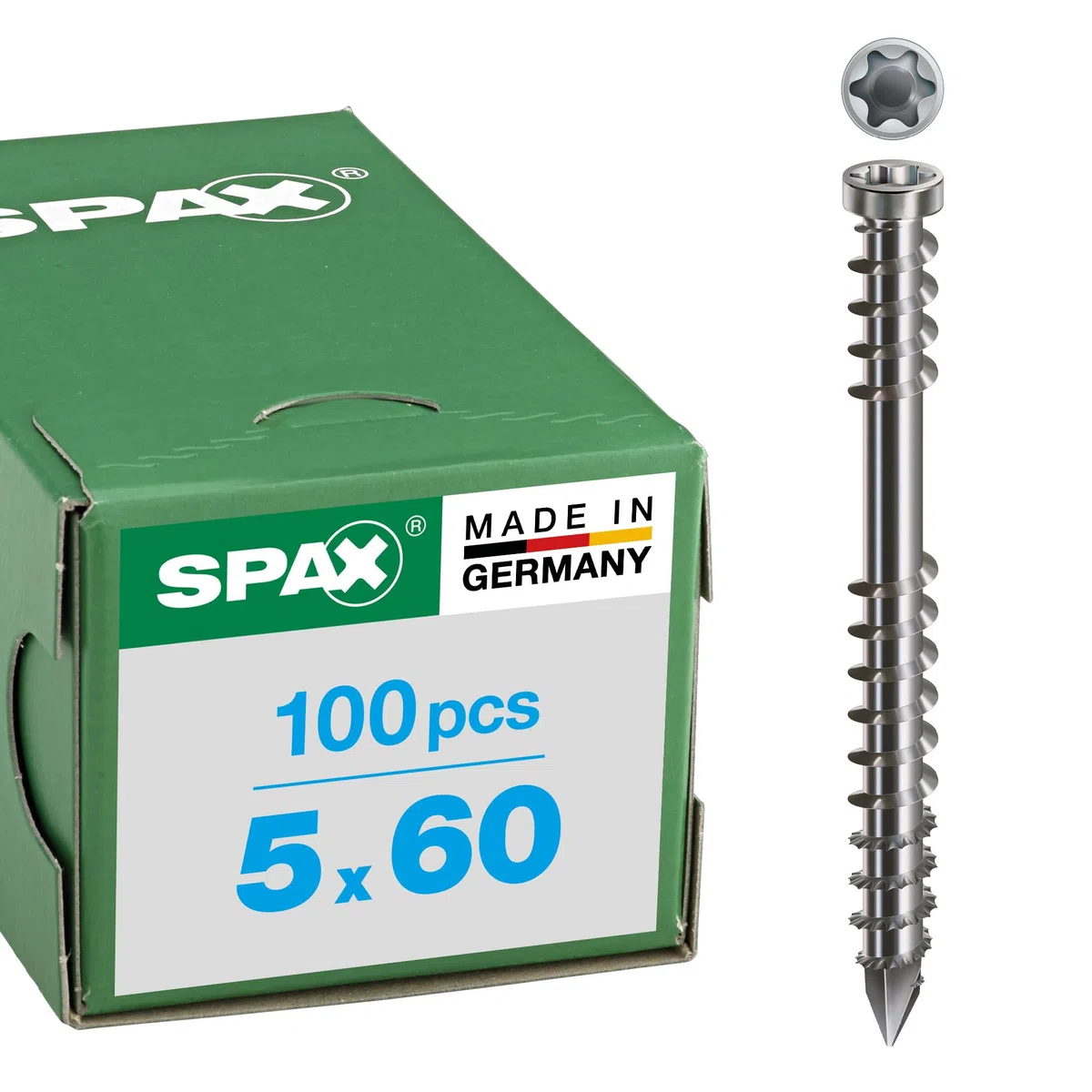 Spax, Viti filettate per terrazzo, a testa cilindrica, 5 x 60 mm, 100 pz.