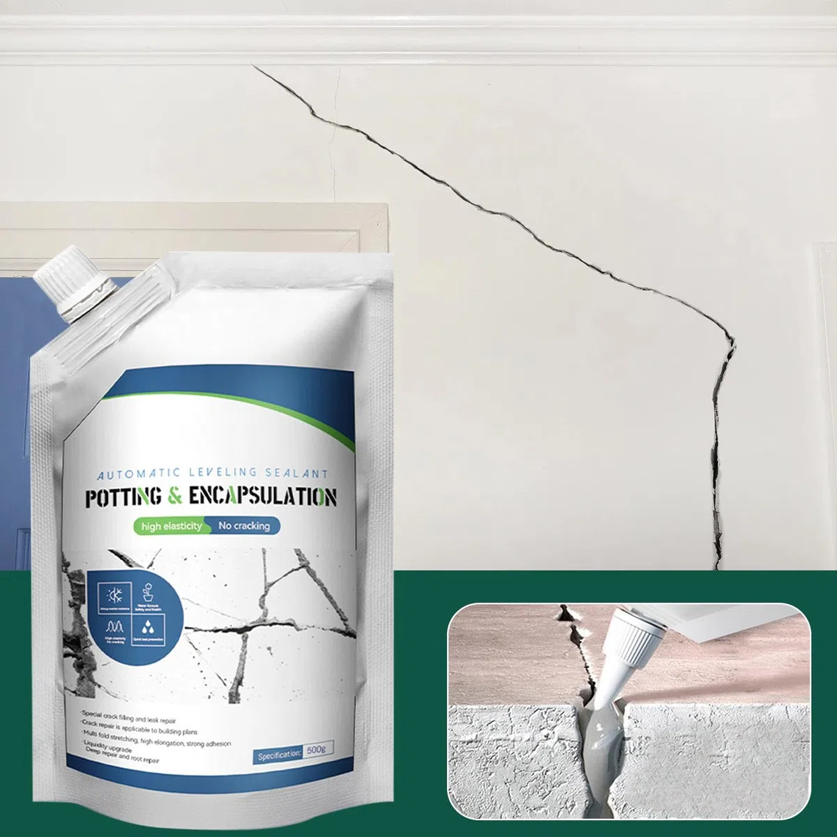 Riempitore per crepe di cemento, altamente elastico, tetto, , marciapiede, terrazzo, sigillante autolivellante per riparare lastre di cemento, adesivo impermeabile per fughe, autolivellante