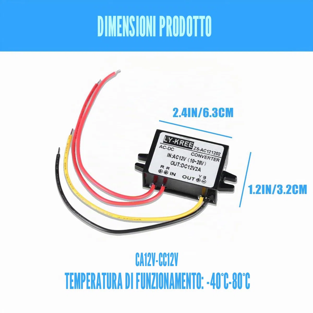 Convertitore di Alimentazione AC-DC AC 12V (10-28V) a DC 12V, 2 Pezzi Convertitore Buck, Convertitore a Tensione Ridotta Buck Regolatore per Schermo Auto Pompa Acqua(2A)