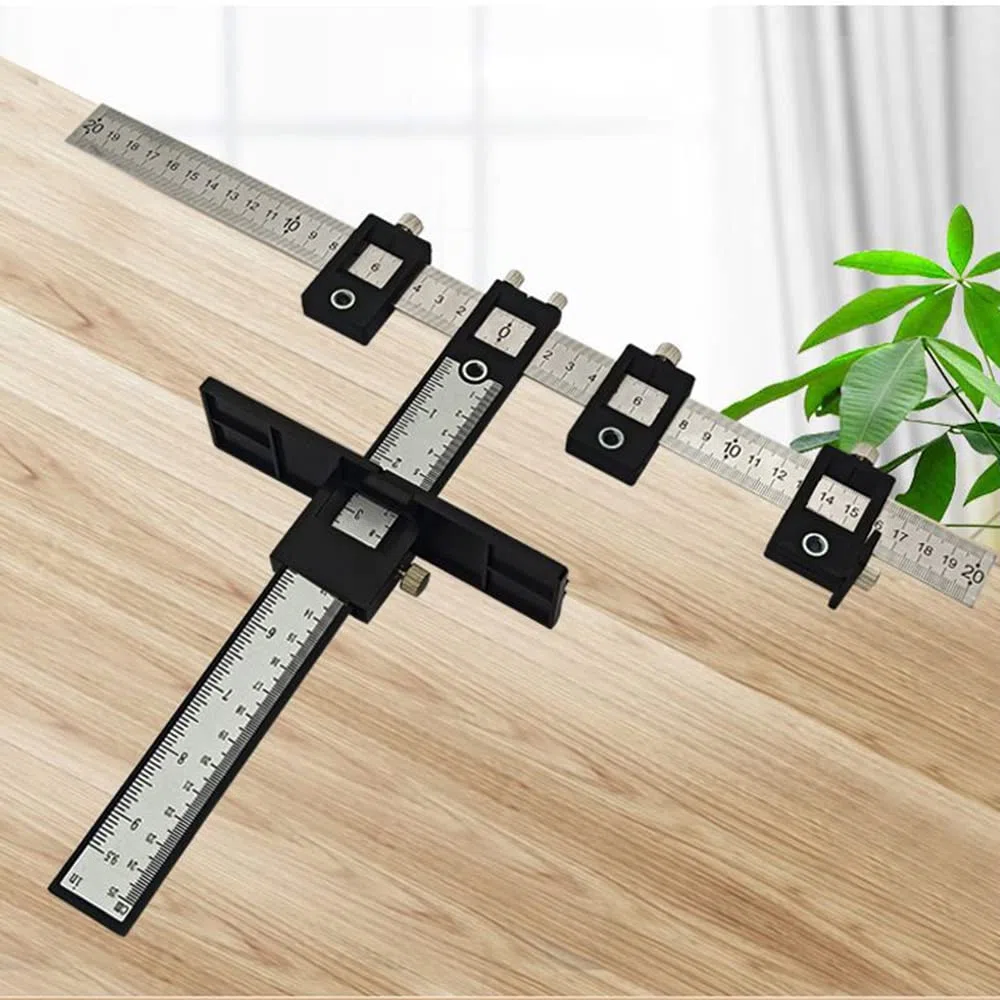 Punch Locator, Maschere Hardware per Armadietti, Localizzatore Punzone Regolabile, Guida per Trapano Localizzatore di Punch, per installazione di Porte e Cassetti