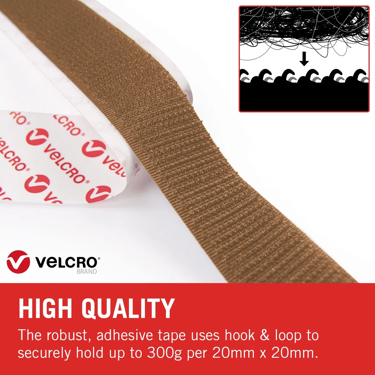 VELCRO Brand Nastro riapribile adesivo 20mmm x 10m Beige