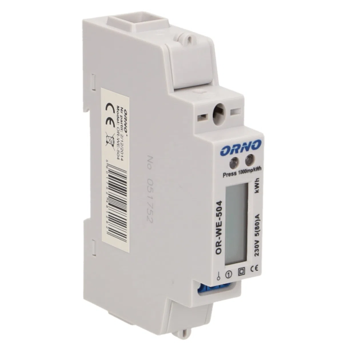 ORNO WE-504 Contatore Energia Elettrica Monofase 80A Porta RS-485 1 Modulo DIN TH-35mm