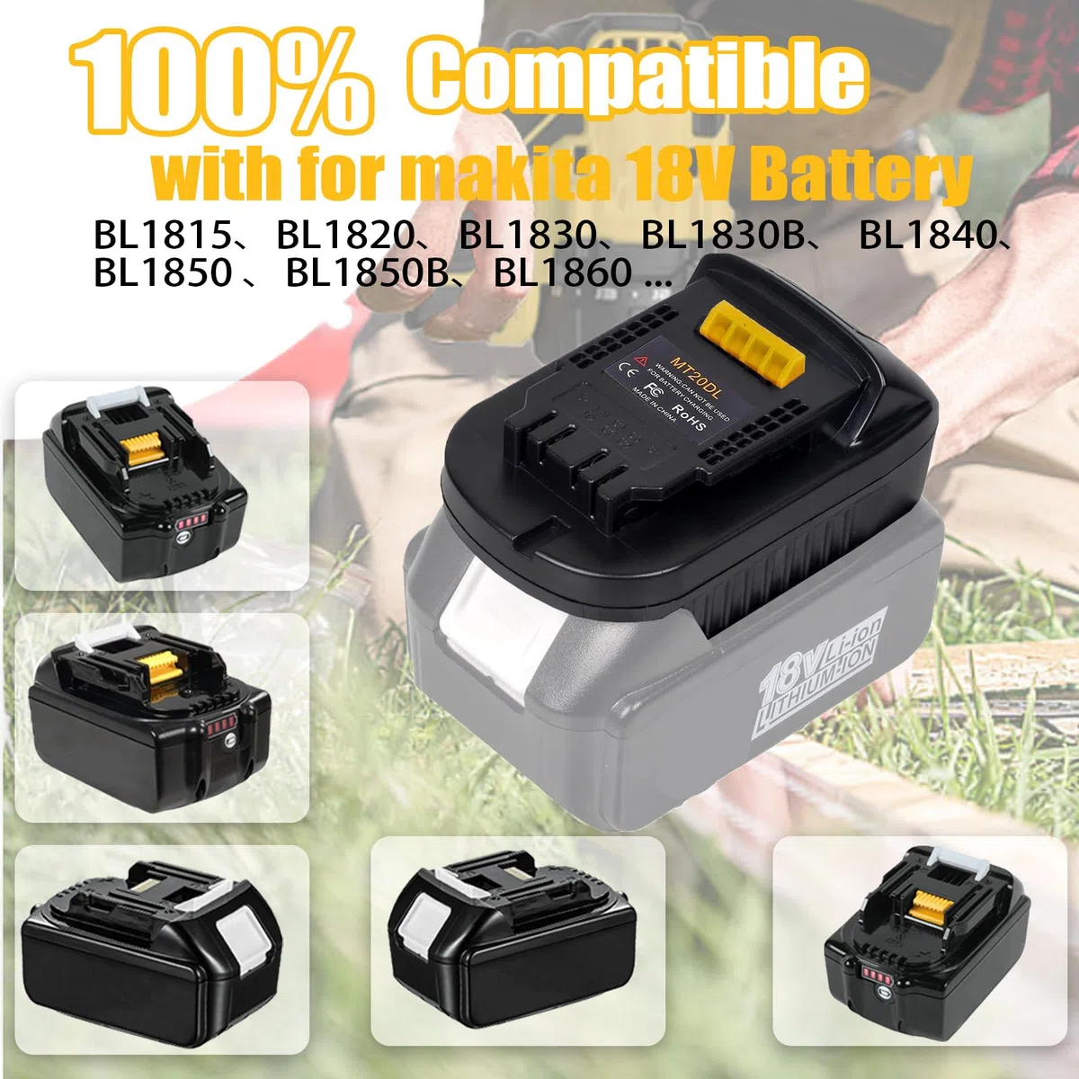 URUN MT20DL - Adattatore per batteria agli ioni di litio Makita 18 V per DeWalt 20 V, adatto per utensili elettrici DeWalt 18 V/20 V Max agli ioni di litio