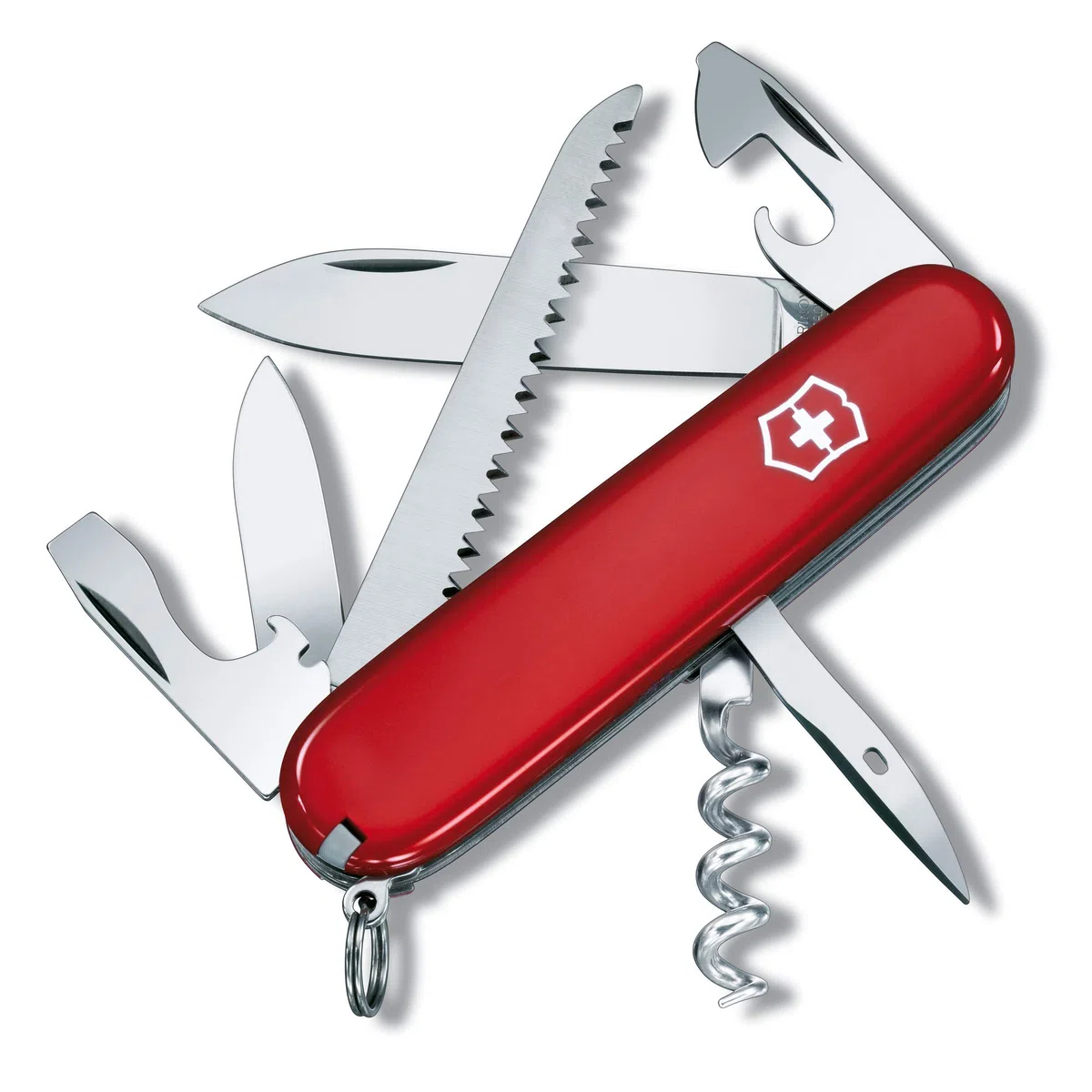 Victorinox, Camper, Coltellino Svizzero, Originale, Multiuso, Campeggio, 13 Funzioni, Lama, grande, Cavatappi, Rosso, Confezione Pieghevole