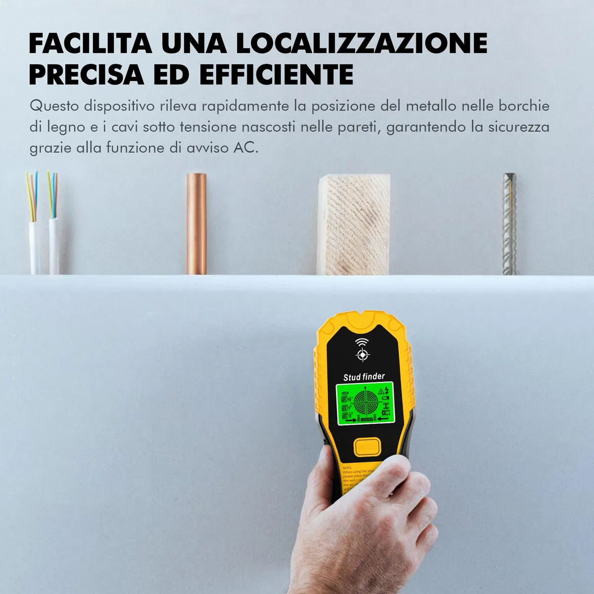 ETENTOUS Rilevatore Tubi e Cavi Elettrici, Rilevatore Metalli Muro, Sensore Elettronico 5 In 1, Rilevatore Di Tubi Metallici, Display Lcd Con Batteria, Per Rilevare Legno, Metallo E Cavi Nel Muro