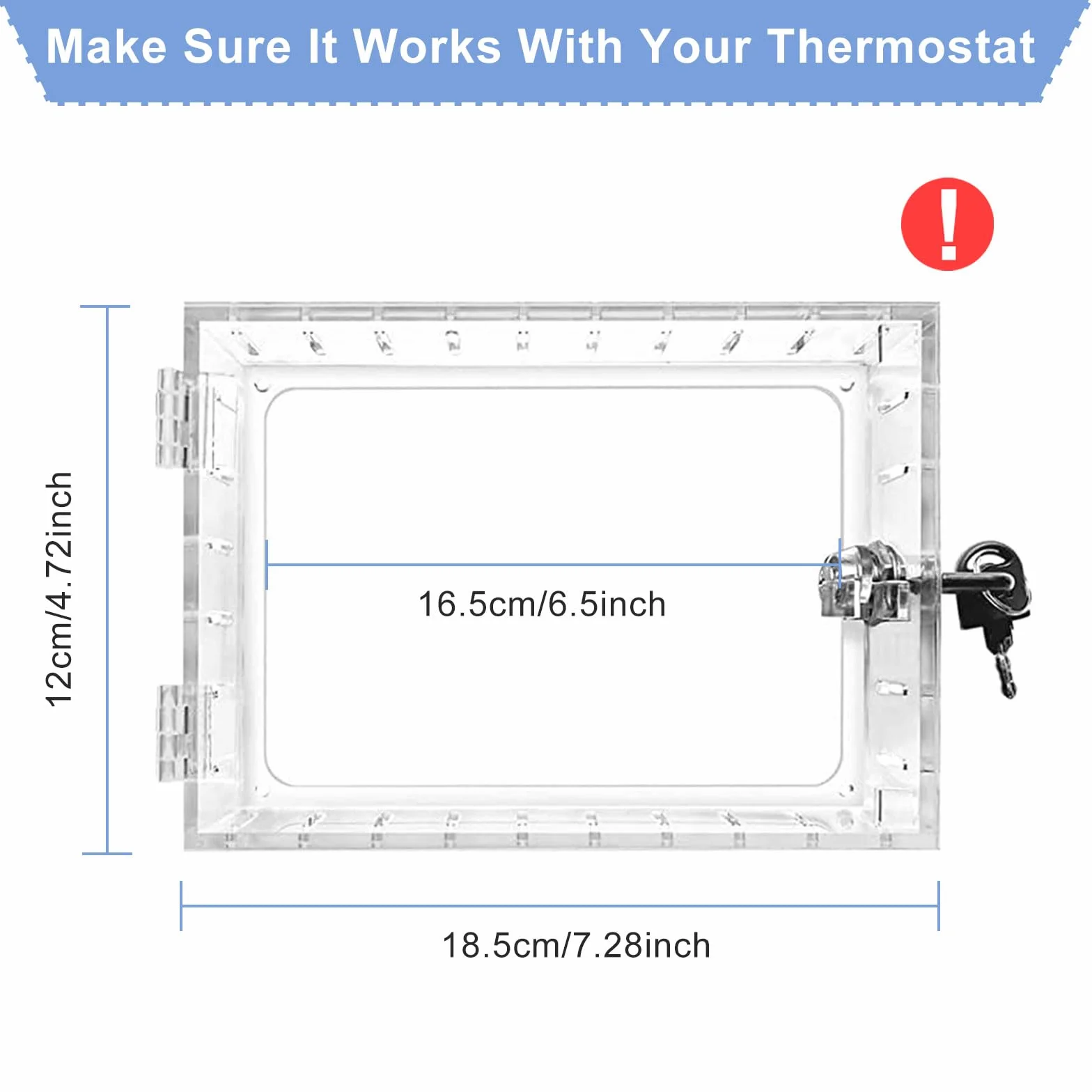 Scatola Di Blocco Del Termostato Con Chiave 18,5 x12Cm - Cassetta Di Sicurezza Con Coperchio Di Protezione - 6 Viti E 6 Viti Di Espansione Incluse