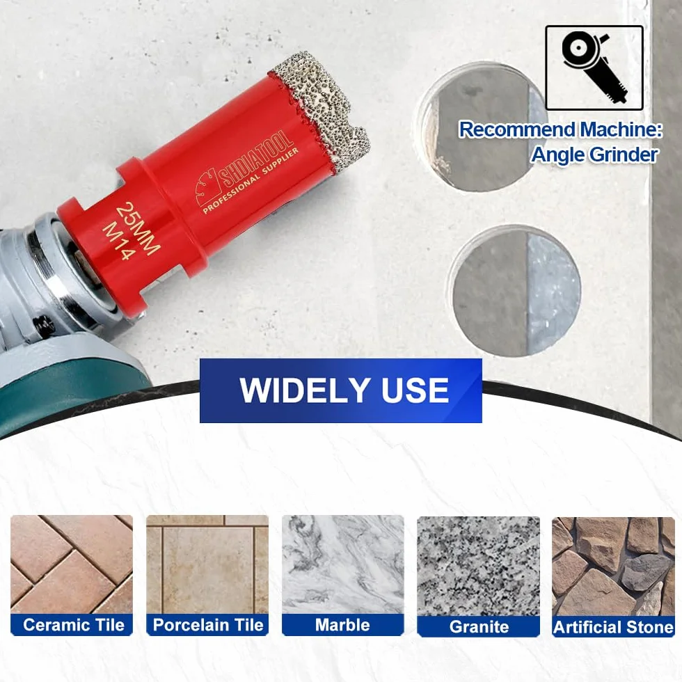 SHDIATOOL Dry Diamond - Punta per trapano, per piastrelle di porcellana, granito, marmo, SHDIATOOL Dry, diametro 6 mm, foratura a vuoto, piastrelle di porcellana, granito, marmo