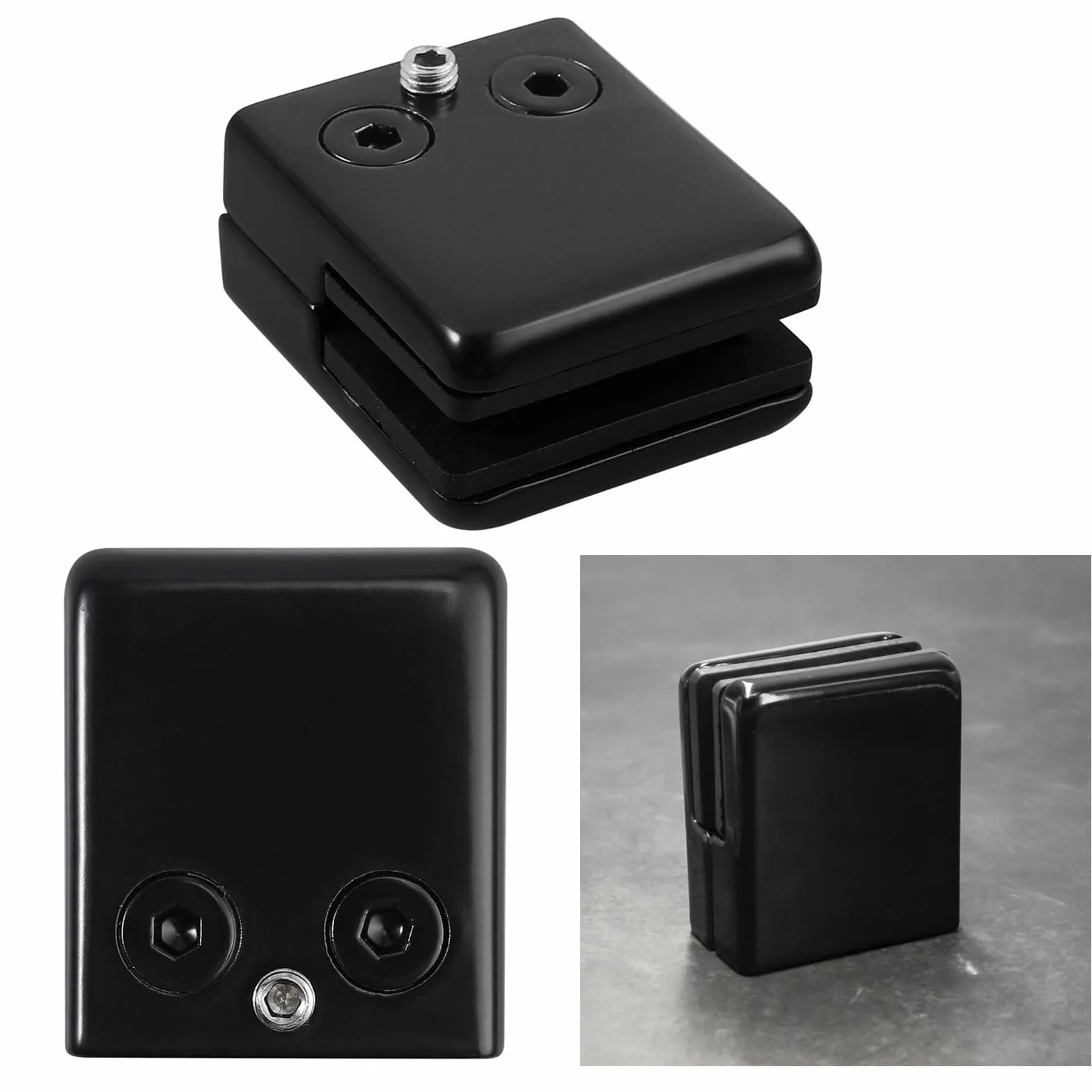 Morsetto di Vetro 8-10 mm Clip di Vetro in Acciaio Inossidabile Supporto Vetro 6 pezzi per Ringhiera Balaustra Corrimano della Scala Nero