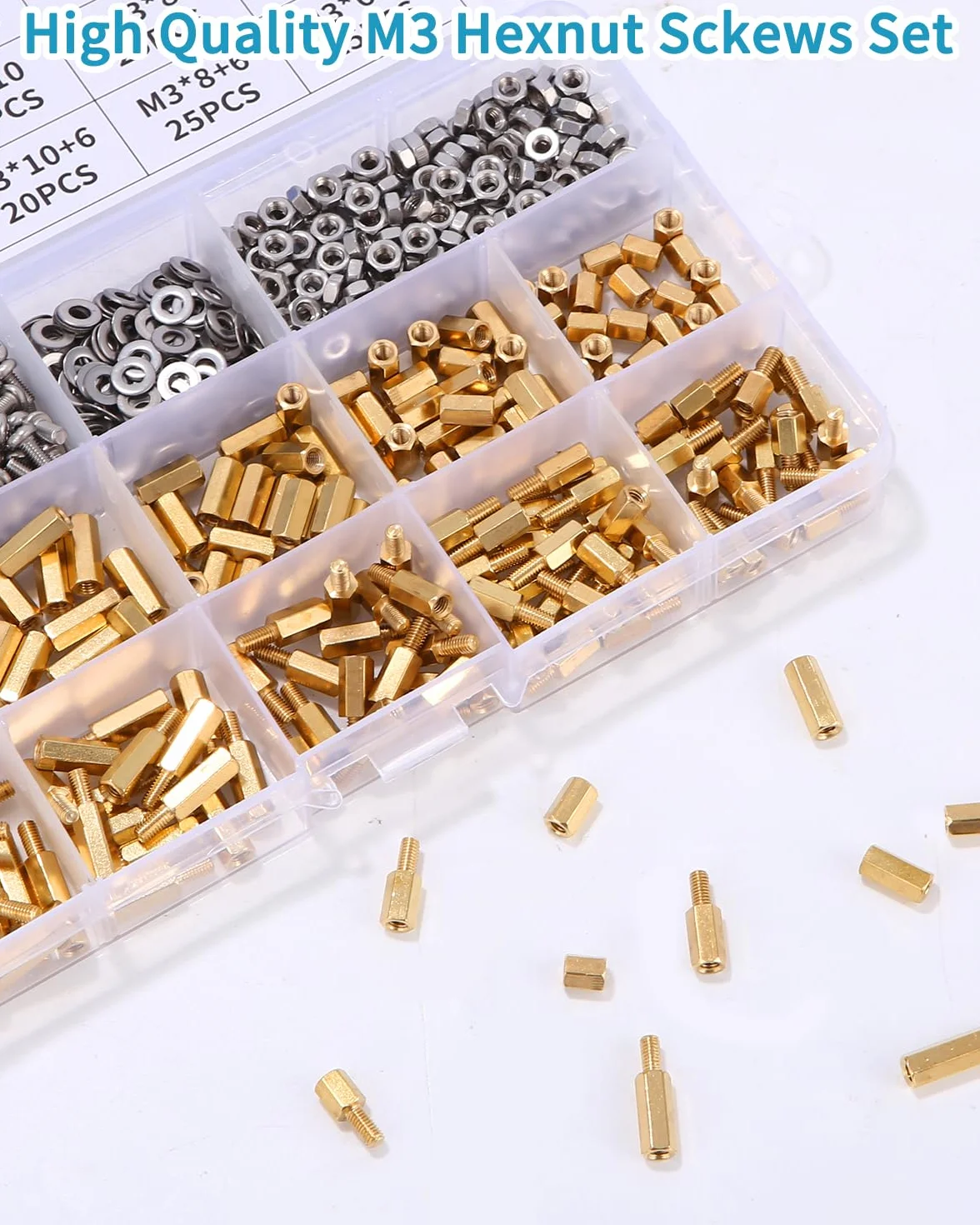 680 Pezzi M3 Ottone Maschio Femmina Esagonale Distanziale Vite Dado Filettato Pilastro PCB Scheda Madre Assortimento Kit