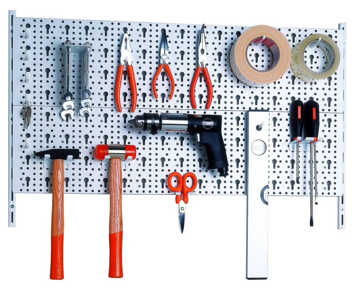 Element System 11300-00000 Parete Attrezzata, Metallo, Piã¹ Kit Portautensili da 18 Pezzi, Inclusi Viti e Tas