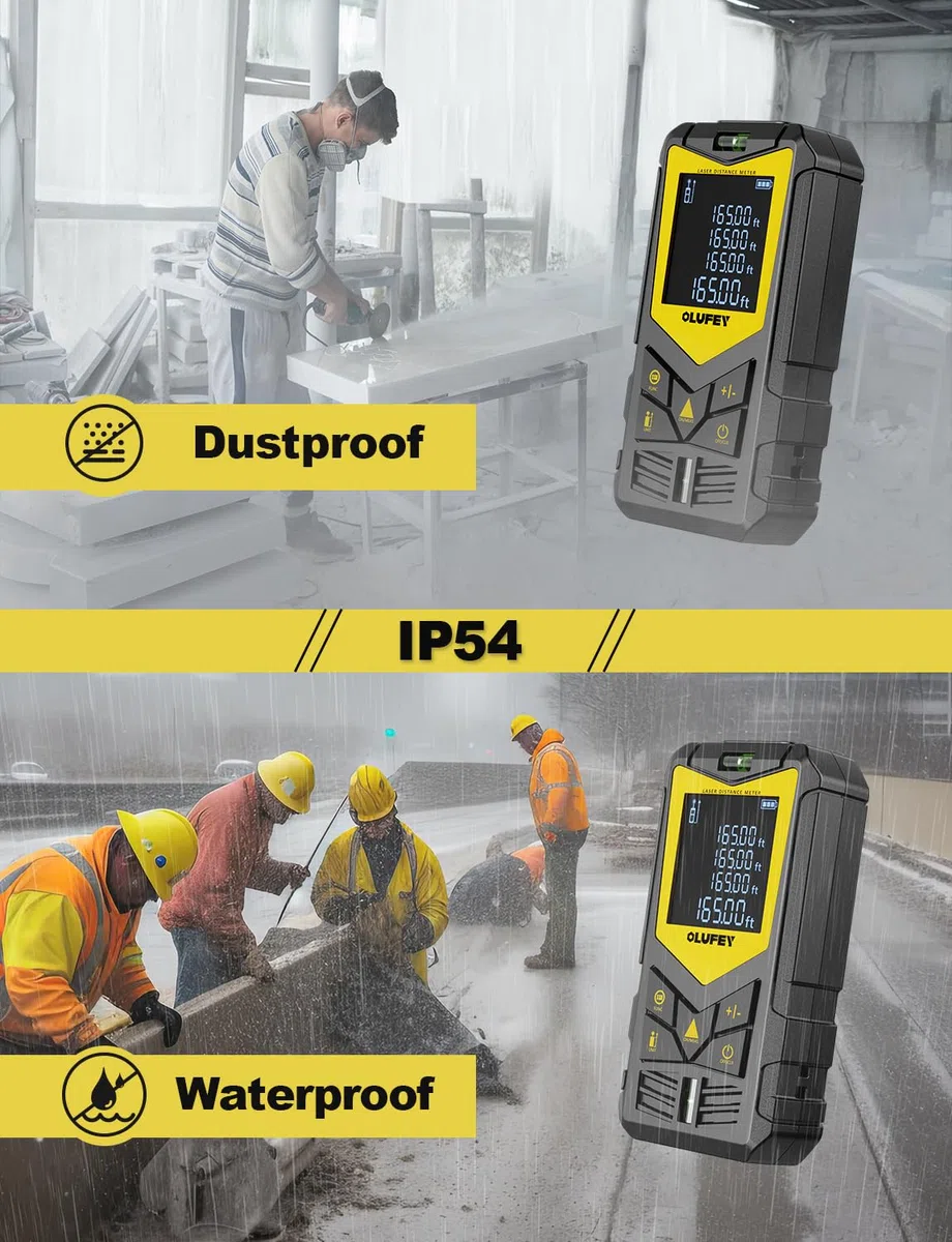 Metro Laser, Dispositivo Misuratore Di Distanza Laser Strumento Di Misura Digitale Portatile Telemetro IP54 Con Livelle A Bolla E Display LCD Retroilluminato