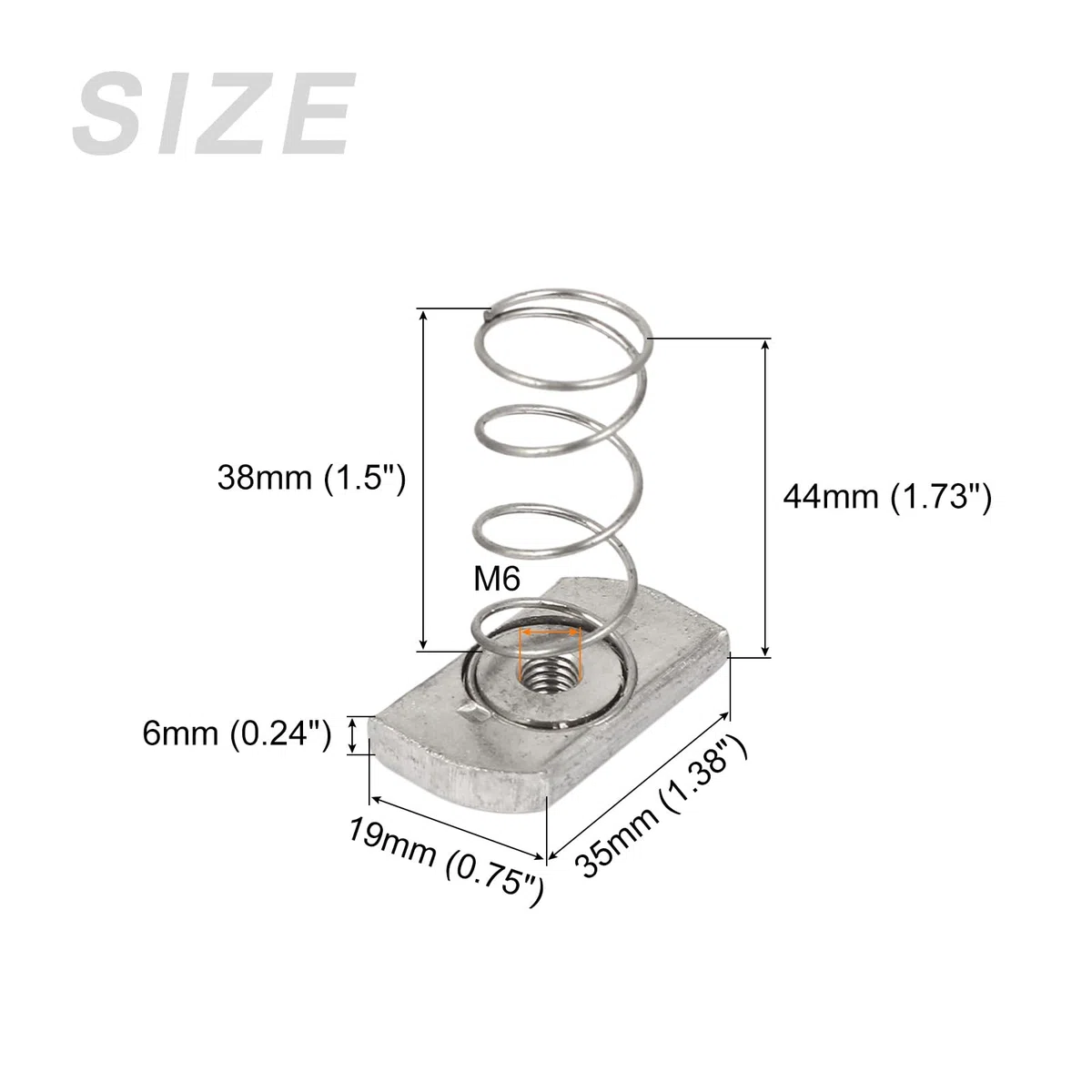 METALLIXITY Puntone Canale Dado (M6x44mm) 10pz, 304 Acciaio Inossidabile Lungo Molla Dado - per Strut Canale, Silver Tono