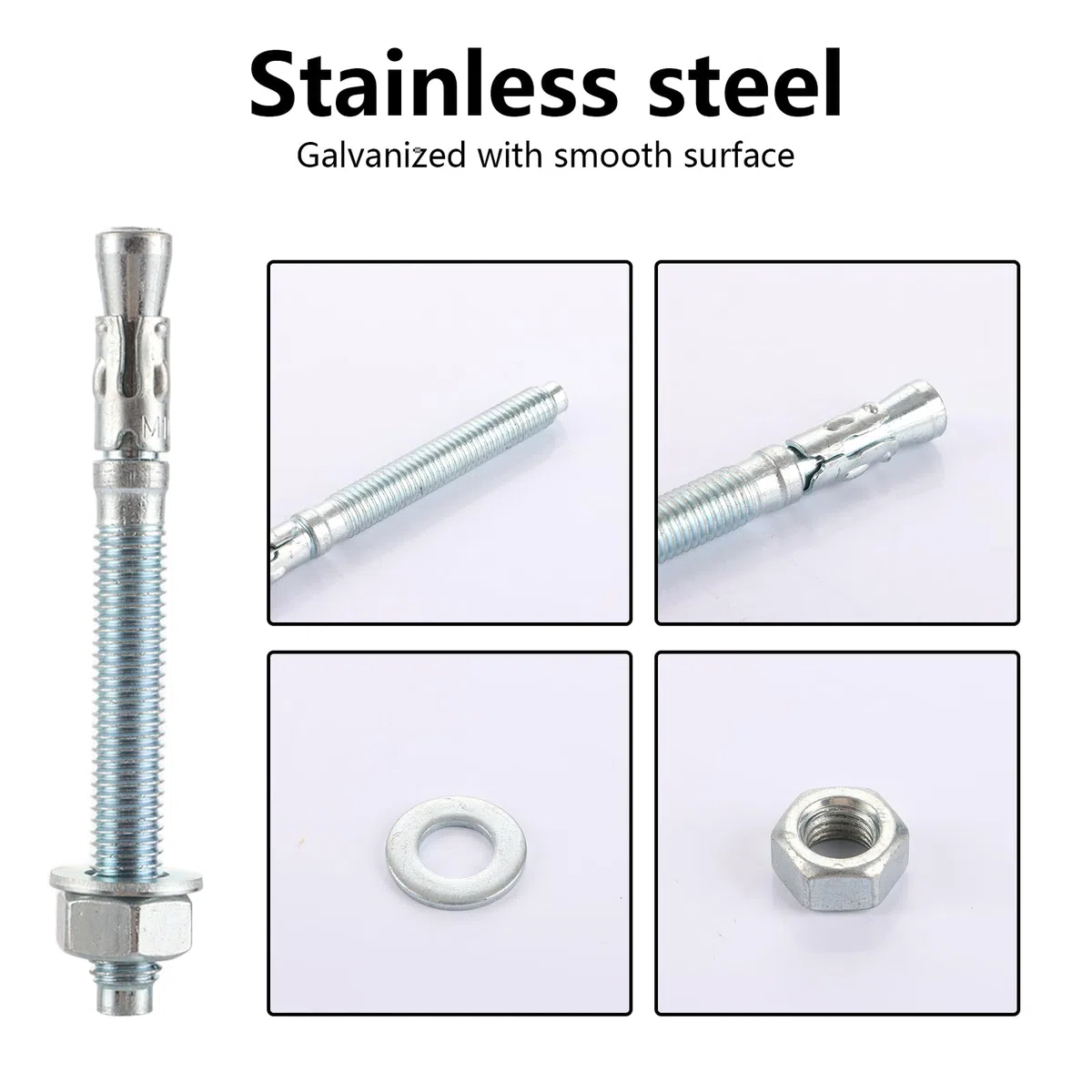 AKOLAFE 30 pezzi tasselli pesanti M10 x 100 mm zincati tasselli pesanti M10 in acciaio inox tasselli pesanti M10 tasselli a cuneo tasselli di ancoraggio per boti, cartongesso