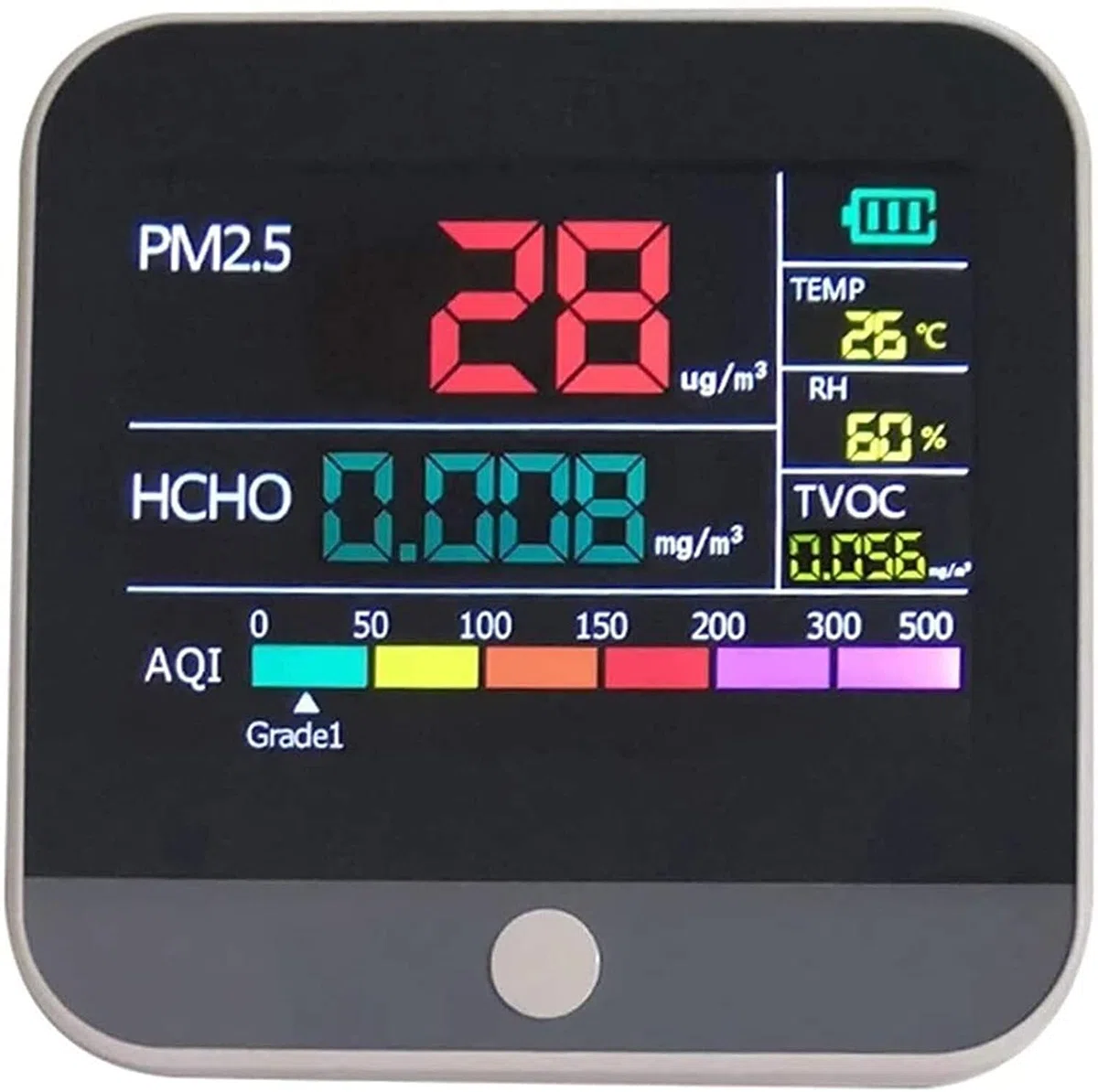JJJ Precis Analizzatore di Gas, PM2.5 Formaldeide (HCHO) TVoc Tester Detector Inquinamento atmosferico Monitor Temp/Hum Diagnostic Meter Detect Durevole