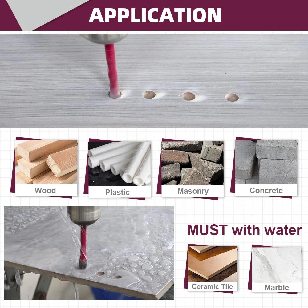 Punte Piastrelle 6mm - 10 Pezzi Punte Trapano per Legno Plastica Muratura Cemento, Foratura a Umido Piastrelle Ceramica Marmo, Gambo Esagonale a Cambio Rapido
