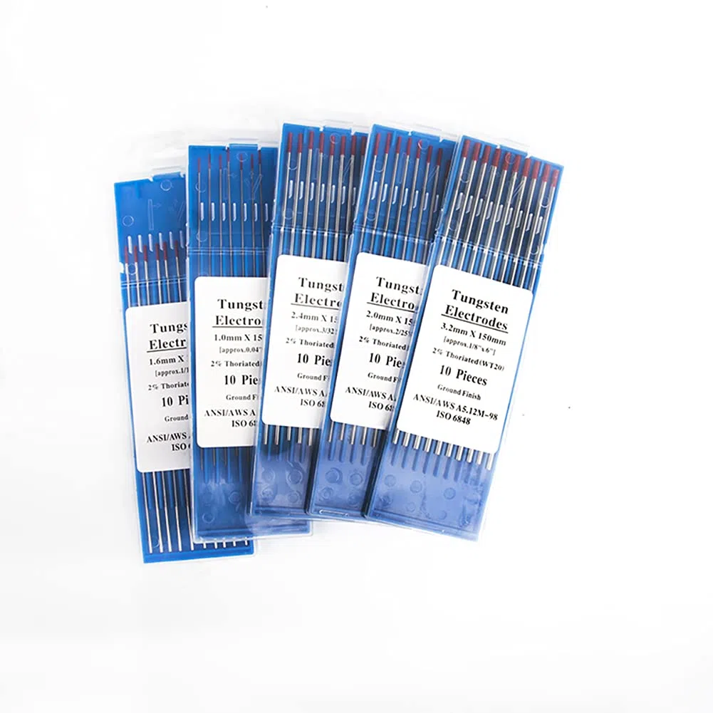 SUSEMSE TIG Elettrodi di saldatura tungsteno WT20 rosso 2% ossido toriato elettrodo 10-Pack punta 1.0/1.6/2.4/3.2 X175mm (2.4)
