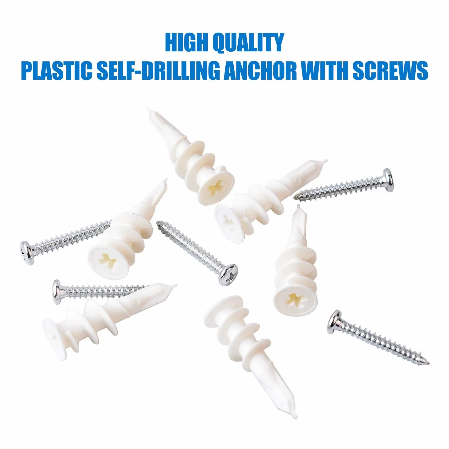 100 pezzi 2 misure di tasselli in plastica per cartongesso tasselli autoperforanti a parete cava con kit di assortimento di viti