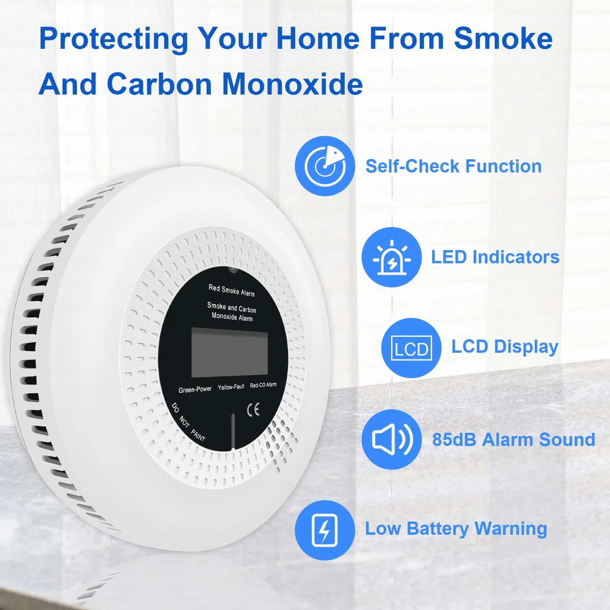 Rilevatori di fumo e monossido di carbonio interconnessi senza fili per la casa, rilevatore di fumo e CO con display LCD, durata di 10 anni, batteria sostituibile, 3 pezzi