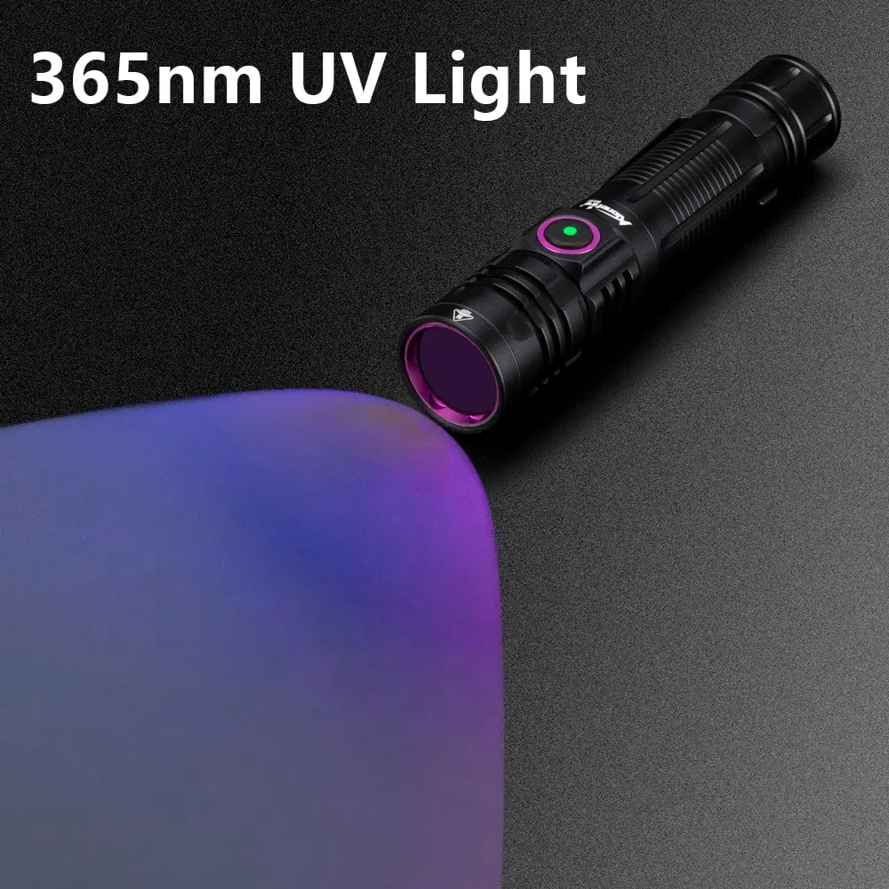 Alonefire SV143 Torcia UV LED Professionale 10W 365nm USB C Ricaricabile Potente Lampada Ultravioletti per Resina, Pesca, Rilevatore di Urina, Minerali con Occhiali Protettivi UV, Batteria