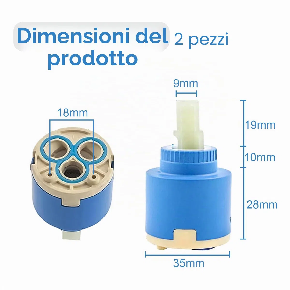 2 Pezzi Cartuccia in Ceramica da 35 mm, Cartuccia per Rubinetto, Cartuccia per Miscelatore, per Rubinetti Monocomando, Cartuccia di Ricambio per Rubinetti da Bagno, Cucina e Lavandino