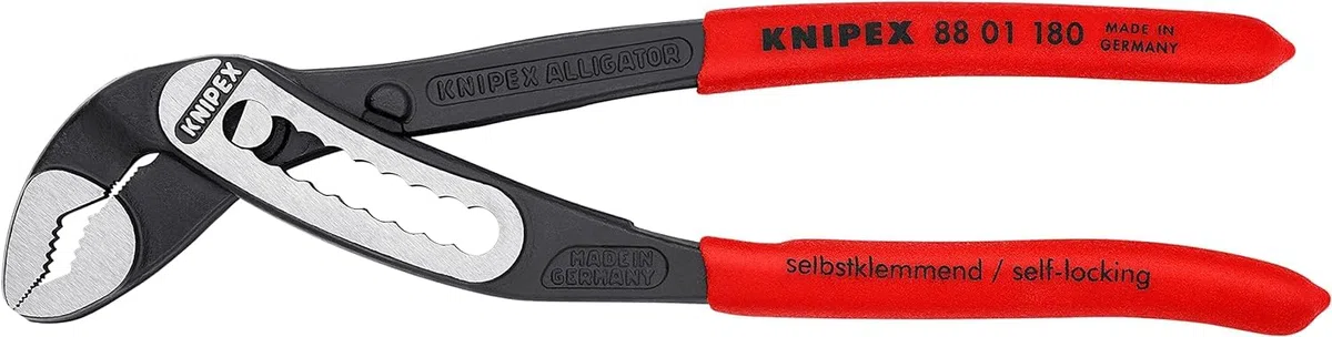 KNIPEX Alligator Pinza regolabile per tubi e dadi Rivestiti in resina sintetica antiscivolo 180 mm, 88 01 180