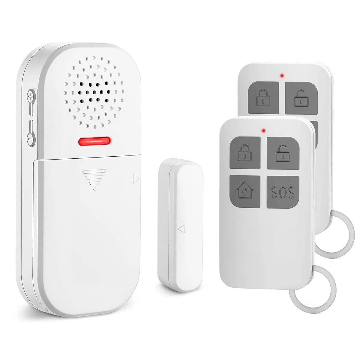 Cuteefun Sensore di allarme per porta, 2 telecomandi, allarme super forte da 130 dB, volume regolabile, 5 modalità di funzionalità, sensore di sicurezza magnetico, allarme antifurto per casa, negozio