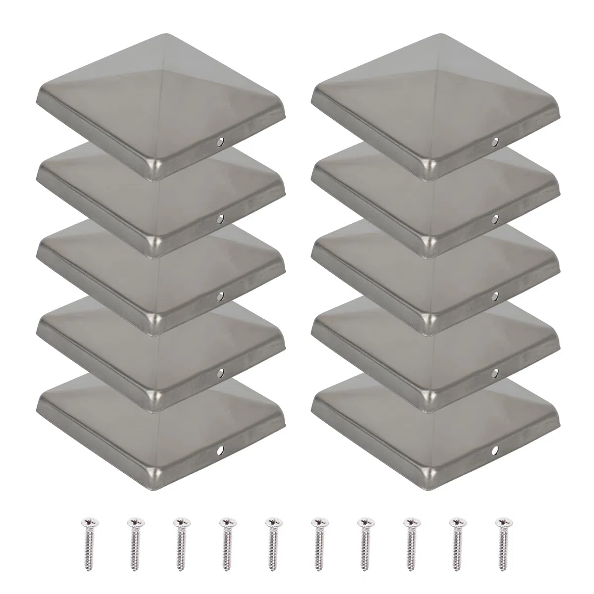10 tappi per pali in acciaio inox, per pali in legno, supporto per pali e pali di recinzione (70 x 70 mm)