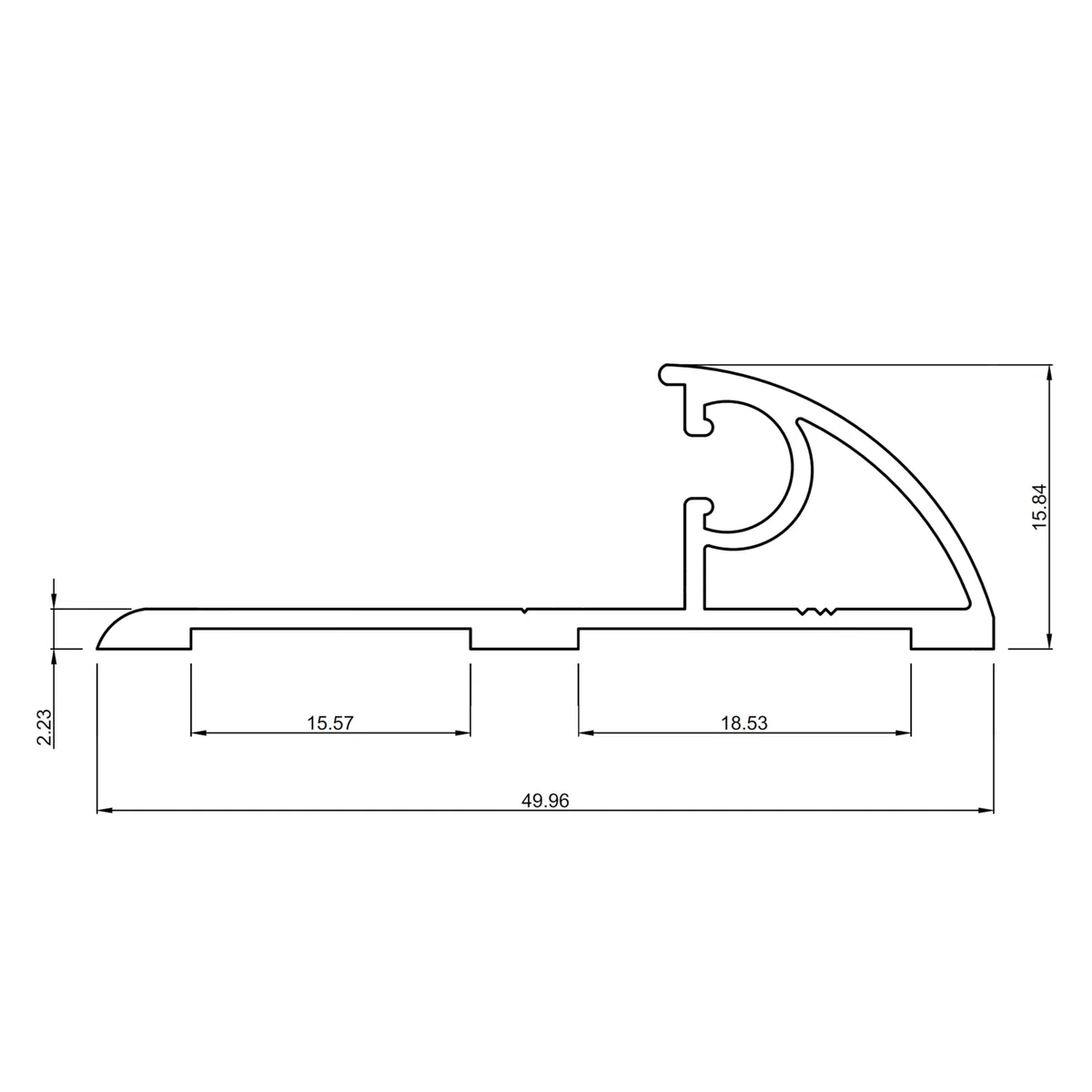 HOMEWELL - Soglia porta PMR, larghezza 50 mm Lg 1,95 m + guarnizione - Finitura grezza