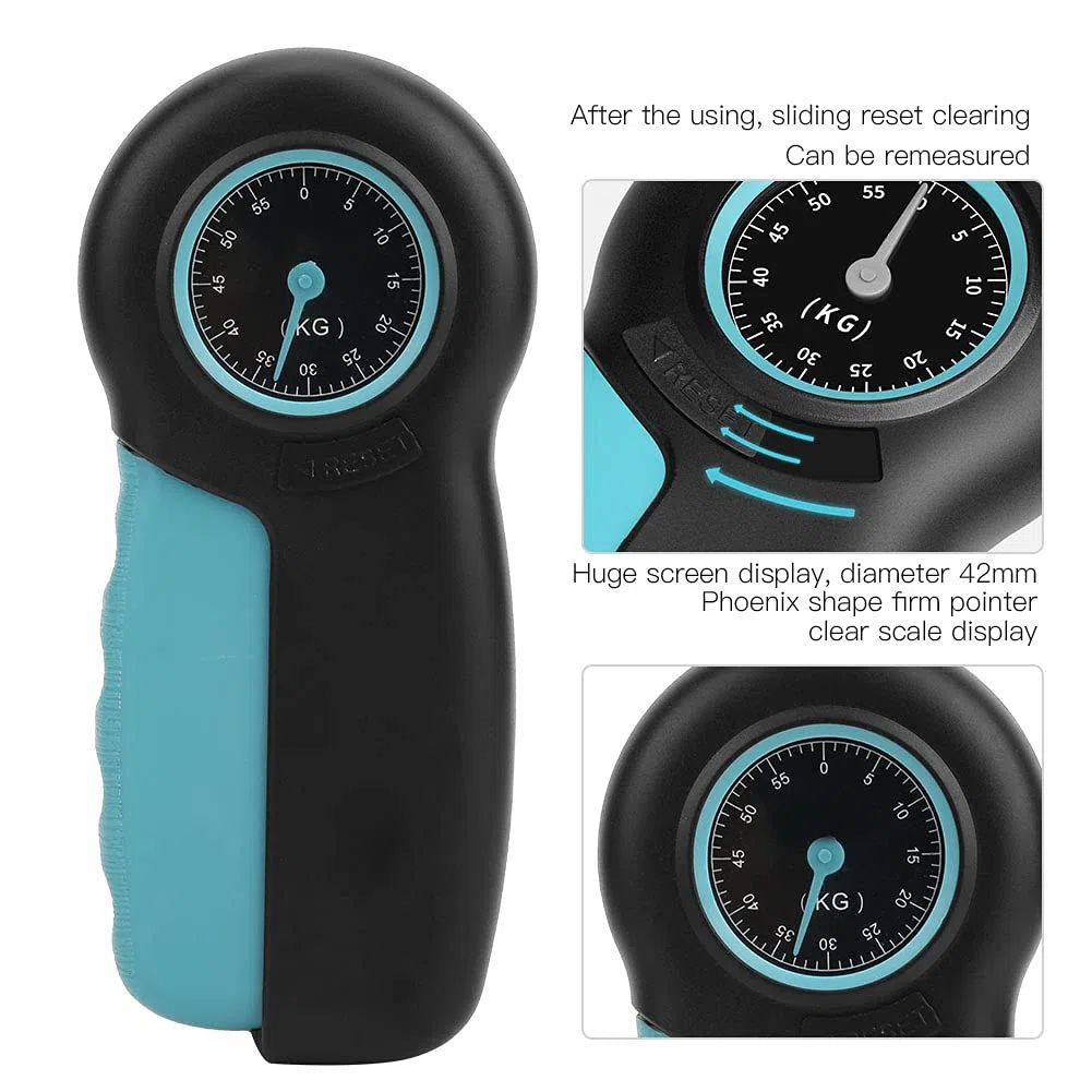 Dinamometro Manuale, Misuratore Meccanico della Forza della Presa, Misuratore della Presa della Mano per Misuratore della Forza della Presa, Dinamometro Forza Muscolare(Nero Blu)