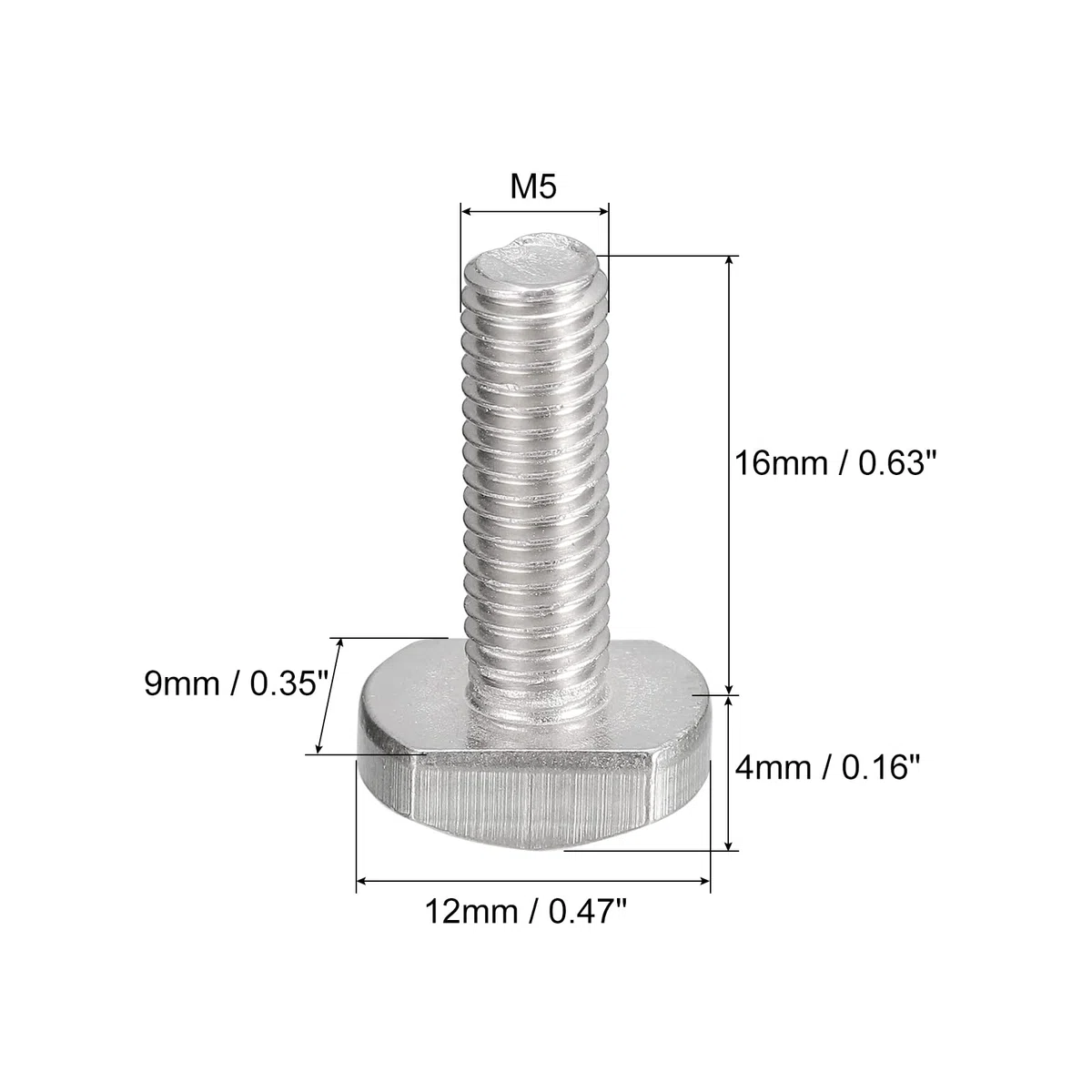 uxcell Bulloni con scanalatura a T, 10 pezzi, M5 x 16 mm, con scanalatura a T, in acciaio inox 304, viti a forma di T per binario a T