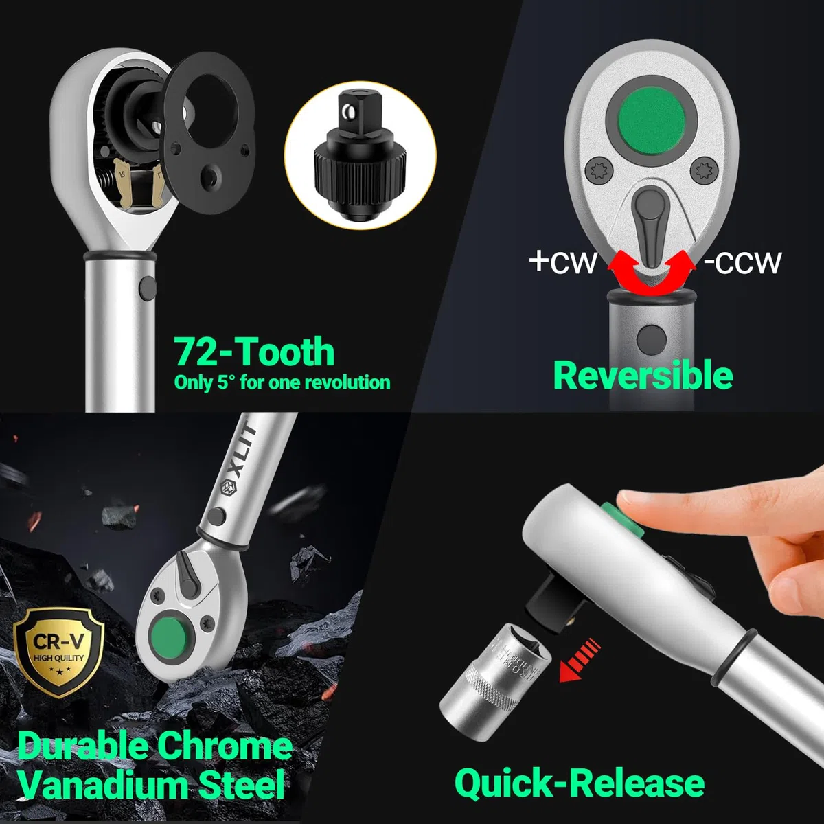 Chiave dinamometrica 3/8 pollici, 5-60 Nm ±3% di precisione – 72 denti cricchetto in acciaio al cromo vanadio con scatola di conservazione per auto, moto, bicicletta, manutenzione veicoli e