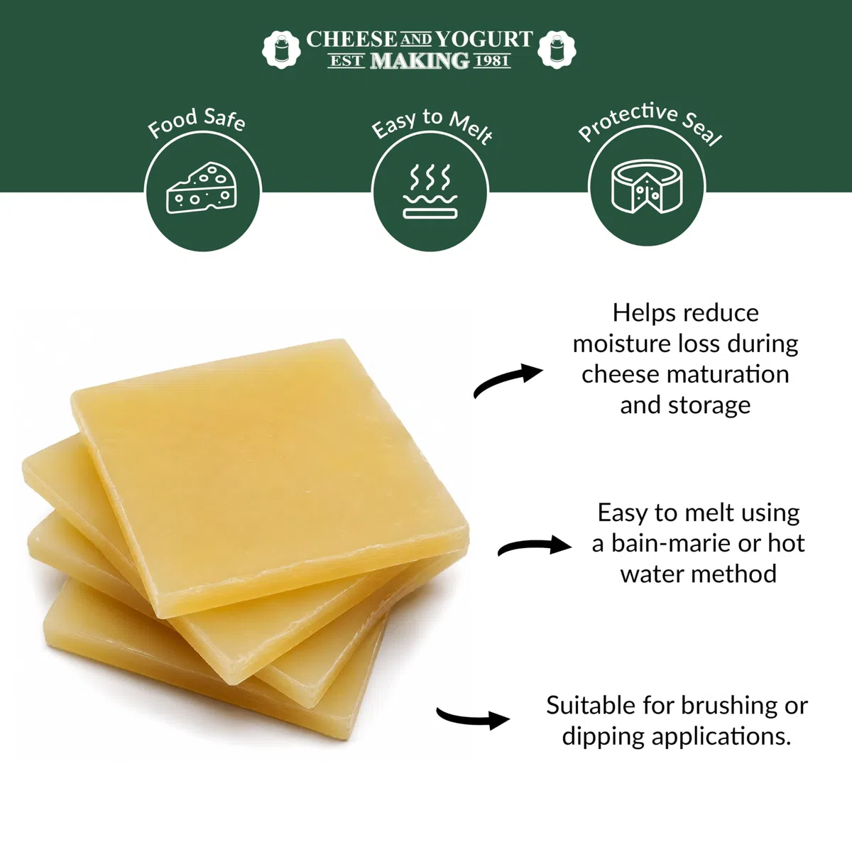 Cera per formaggio 1kg - Trasparente per l'uso nella produzione di formaggio