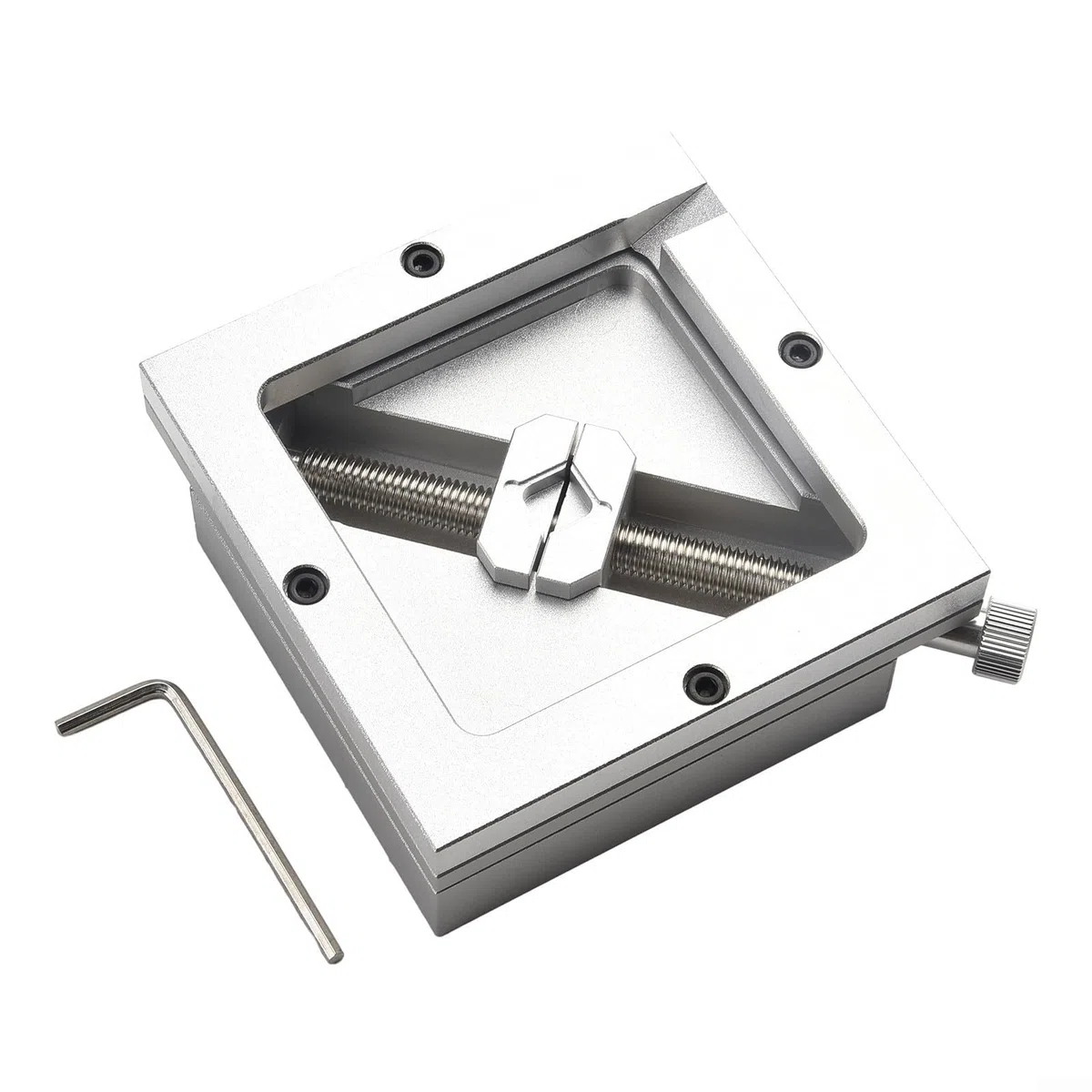 Kit per stazione di reballing con dispositivo di saldatura da 90 mm e 10 modelli stencil per riparazione di array di sfere PCB staffa in metallo resistente (90 mm solo per maschera BGA)